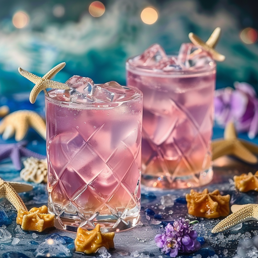 Gin Cocktail mit Meersalz, Karamell und Alge für das Sternbild Fische. Perfekt zum Geburtstag. Im Tumbler auf Eis serviert.
