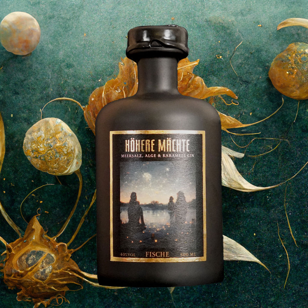 Höhere Mächte Sternzeichen Gin für Fische. Mit Karamell und Meersalz.