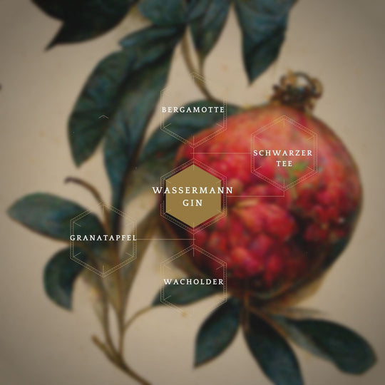 Gin mit schwarzem Tee, Granatapfel und Bergamotte. Perfekt als Geburtstagsgeschenk für das Sternzeichen Wassermann.