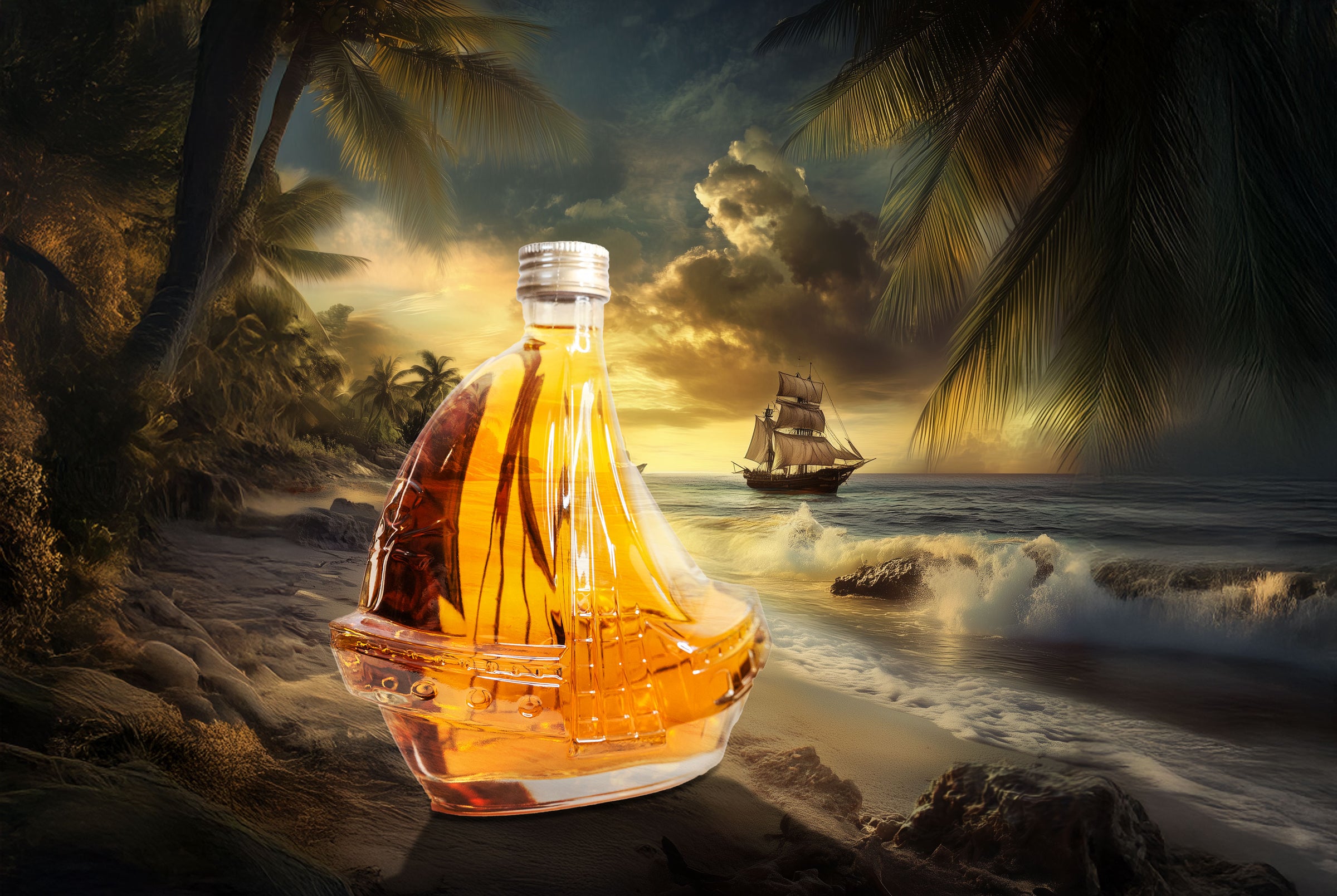 Golden Mutiny Flavored Rum – Panama-Rum, gereift in Jamaika-Fässern, in der dekorativen Schiffsflasche. 40 % Vol., 500 ml Flasche von Universe Spirits