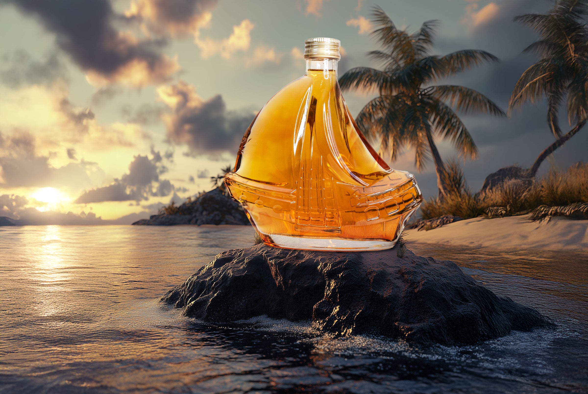 Golden Mutiny Flavored Rum – Panama-Rum, gereift in Jamaika-Fässern, in der dekorativen Schiffsflasche. 40 % Vol., 500 ml Flasche von Universe Spirits