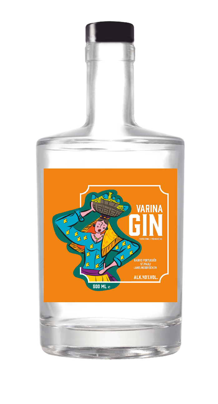 VARINA GIN Tangerina / Mandarine. Ein Gin wie eine Reise durch die pulsierende Wildnis Portugals – verankert im Bairro Português zwischen St. Pauli und den Landungsbrücken.

